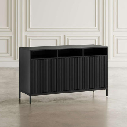 Jofran - Ryder 50in Modern Fluted Door Solid Wood Console Storage TV Stand Cabinet in Black - 2428-50V veiw 9