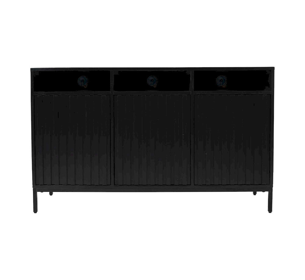 Jofran - Ryder 50in Modern Fluted Door Solid Wood Console Storage TV Stand Cabinet in Black - 2428-50V view 1