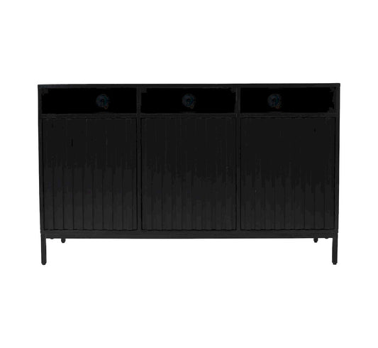 Jofran - Ryder 50in Modern Fluted Door Solid Wood Console Storage TV Stand Cabinet in Black - 2428-50V view 1