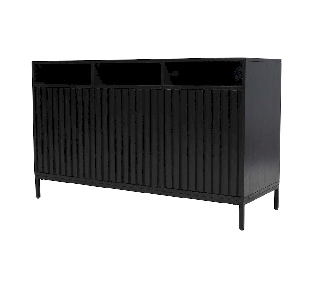 Jofran - Ryder 50in Modern Fluted Door Solid Wood Console Storage TV Stand Cabinet in Black - 2428-50V view 3