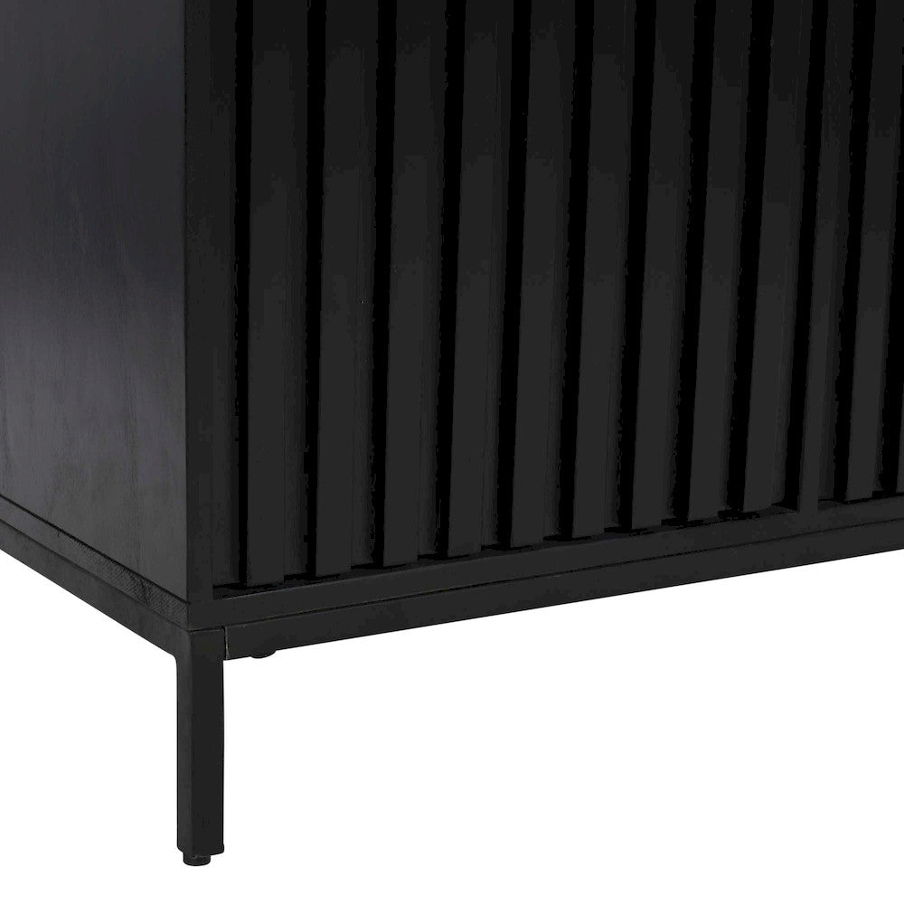 Jofran - Ryder 50in Modern Fluted Door Solid Wood Console Storage TV Stand Cabinet in Black - 2428-50V view 8