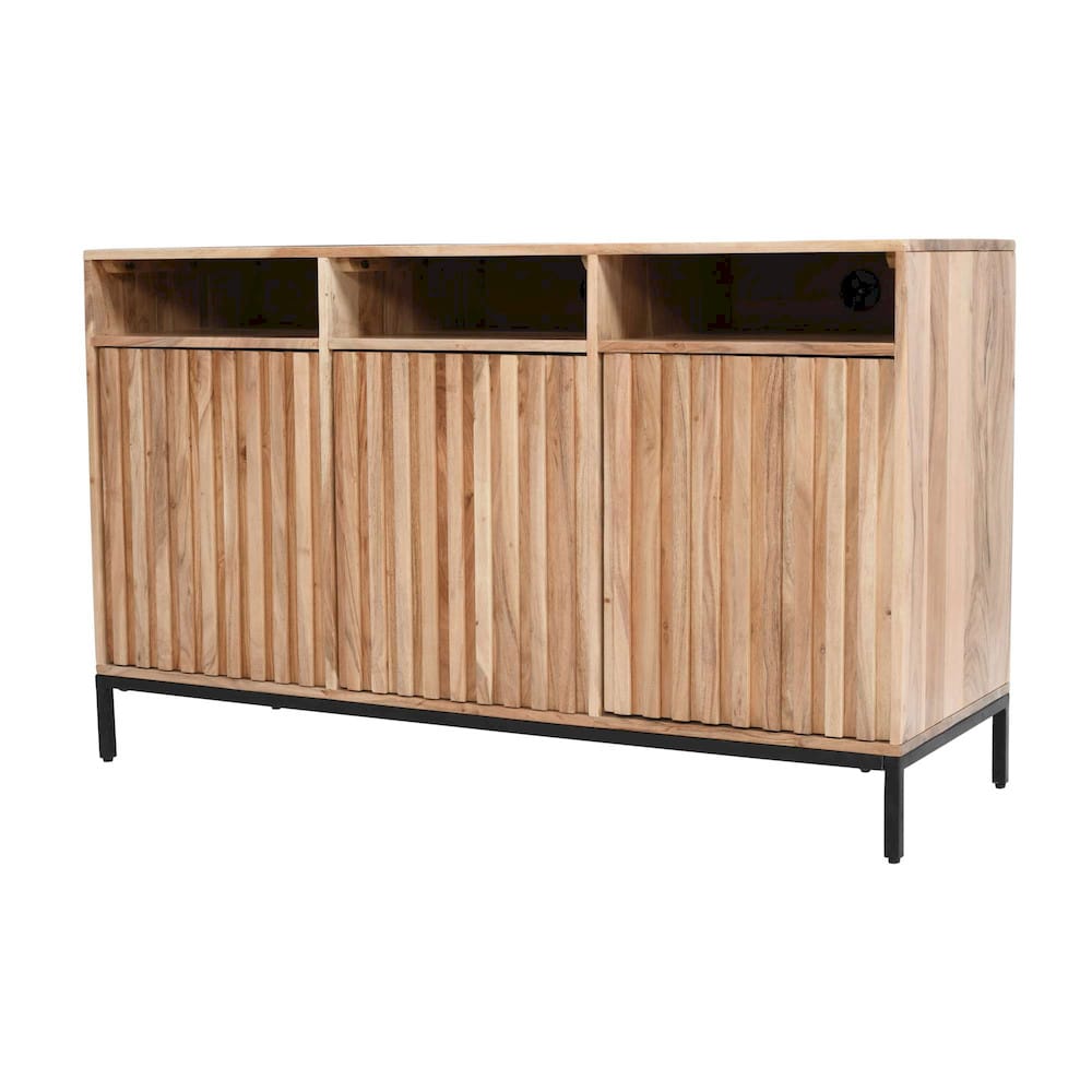 Jofran - Ryder 50in Modern Fluted Door Solid Wood Console Storage TV Stand Cabinet - Natural - 2429-50V view 2