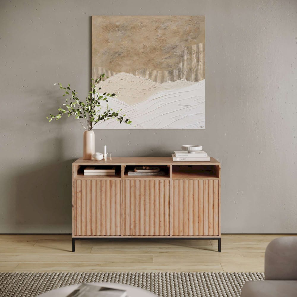 Jofran - Ryder 50in Modern Fluted Door Solid Wood Console Storage TV Stand Cabinet - Natural - 2429-50V view 9