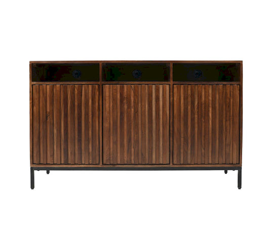 Jofran - Ryder 50in Modern Fluted Door Solid Wood Console Storage TV Stand Cabinet - Walnut - 2427-50V view 1