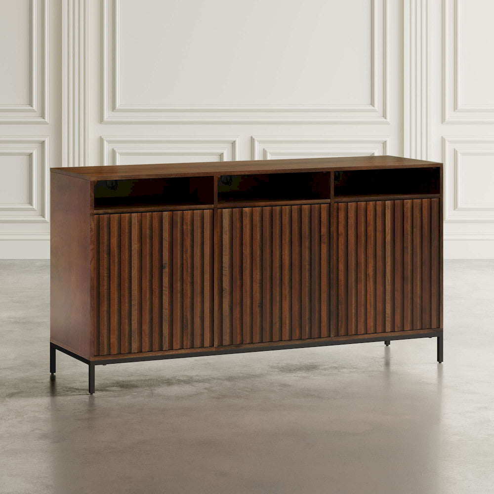 Jofran - Ryder 50in Modern Fluted Door Solid Wood Console Storage TV Stand Cabinet - Walnut - 2427-50V view 6