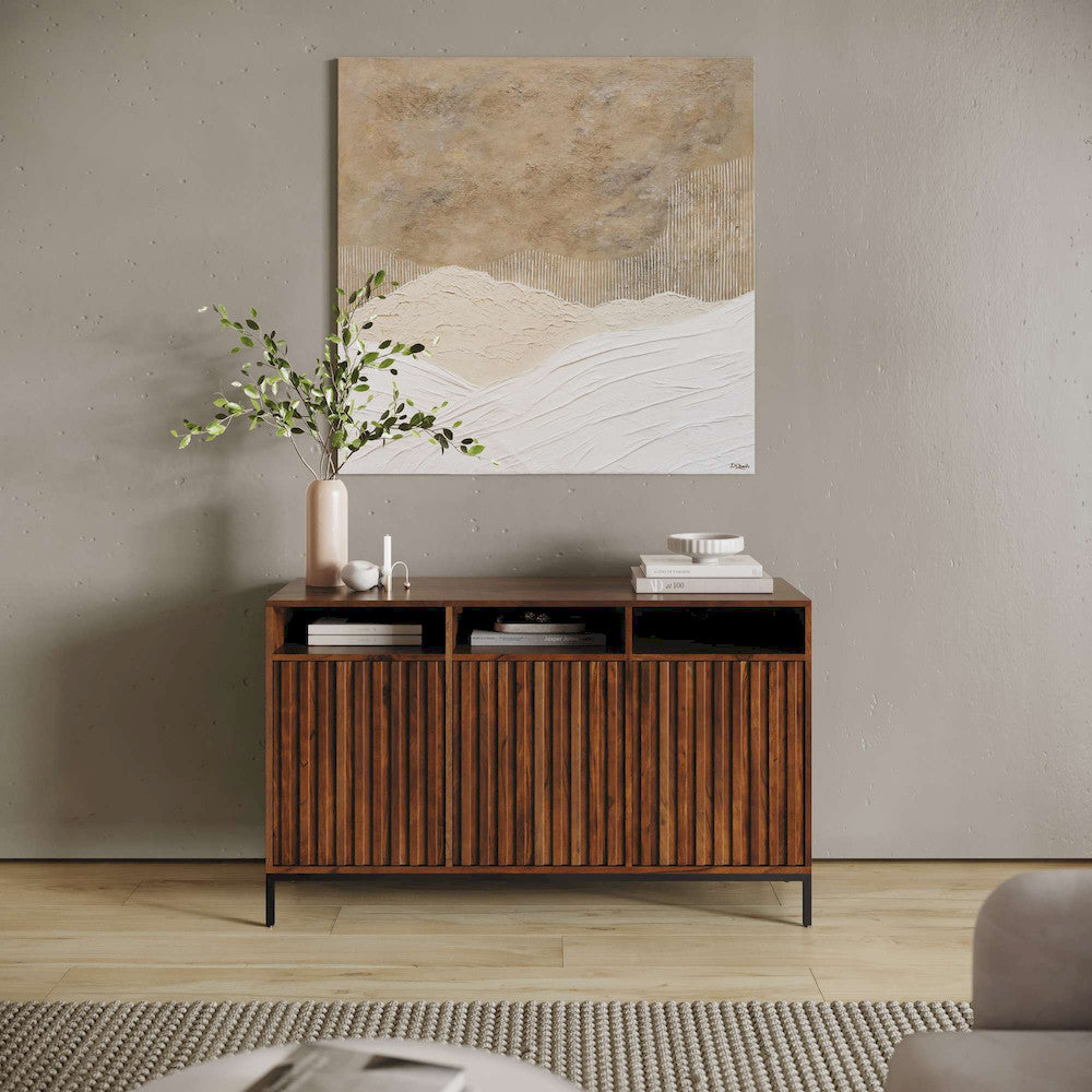 Jofran - Ryder 50in Modern Fluted Door Solid Wood Console Storage TV Stand Cabinet - Walnut - 2427-50V view 12