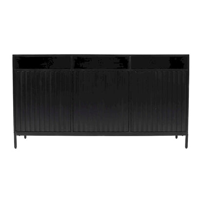 Jofran - Ryder 60in Modern Fluted Door Solid Wood Console Storage TV Stand Cabinet - Black - 2428-60V view 1