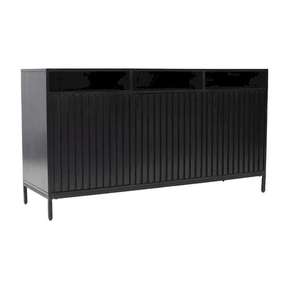 Jofran - Ryder 60in Modern Fluted Door Solid Wood Console Storage TV Stand Cabinet - Black - 2428-60V view 2