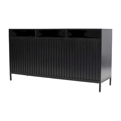 Jofran - Ryder 60in Modern Fluted Door Solid Wood Console Storage TV Stand Cabinet - Black - 2428-60V view 3