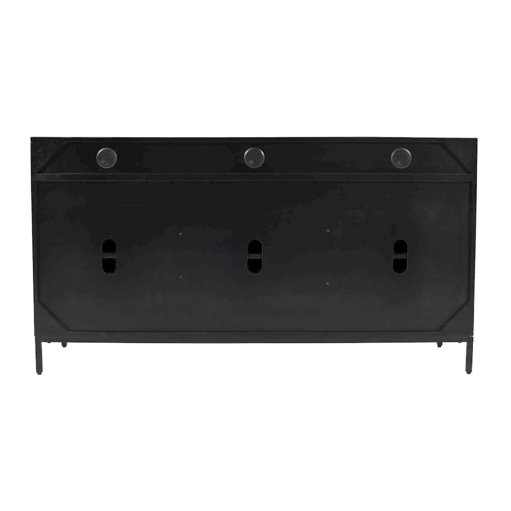 Jofran - Ryder 60in Modern Fluted Door Solid Wood Console Storage TV Stand Cabinet - Black - 2428-60V view 4