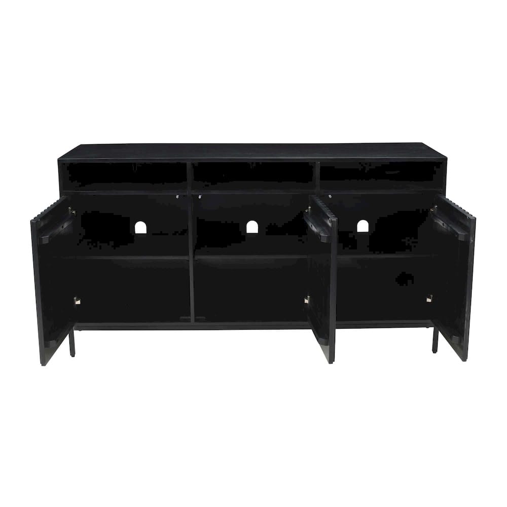 Jofran - Ryder 60in Modern Fluted Door Solid Wood Console Storage TV Stand Cabinet - Black - 2428-60V view 9
