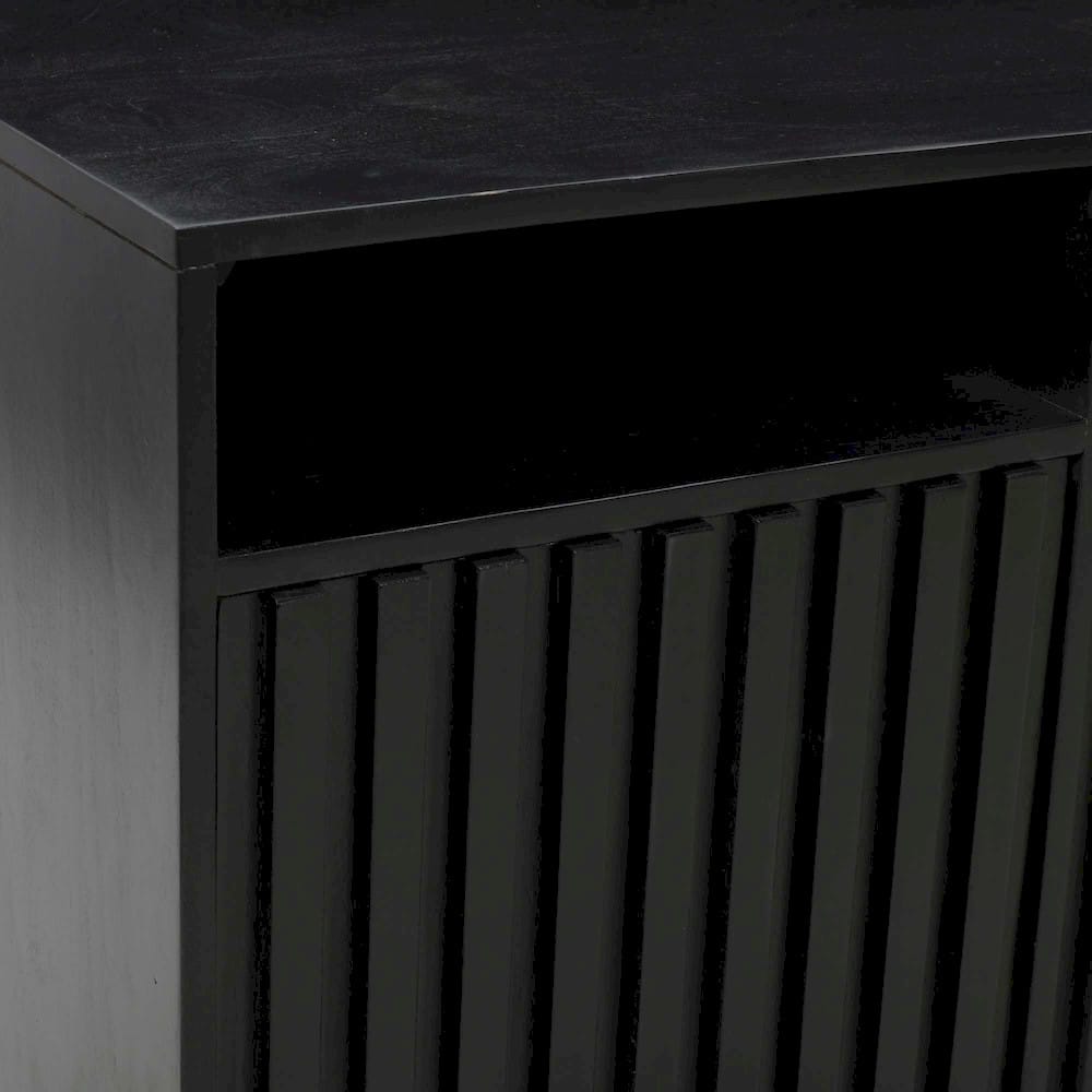 Jofran - Ryder 60in Modern Fluted Door Solid Wood Console Storage TV Stand Cabinet - Black - 2428-60V view 11