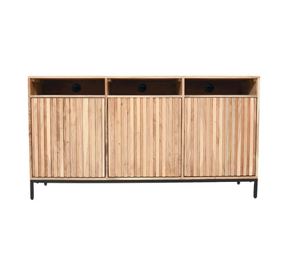 Jofran - Ryder 60in Modern Fluted Door Solid Wood Console Storage TV Stand Cabinet - Natural - 2429-60V view 1