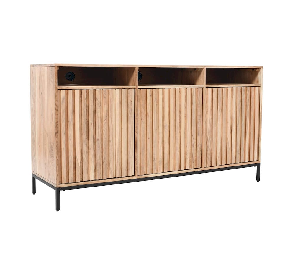 Jofran - Ryder 60in Modern Fluted Door Solid Wood Console Storage TV Stand Cabinet - Natural - 2429-60V view 3