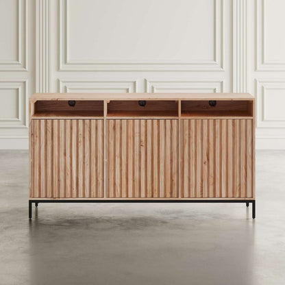 Jofran - Ryder 60in Modern Fluted Door Solid Wood Console Storage TV Stand Cabinet - Natural - 2429-60V view 5