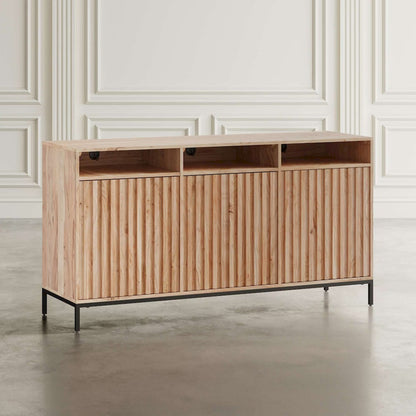Jofran - Ryder 60in Modern Fluted Door Solid Wood Console Storage TV Stand Cabinet - Natural - 2429-60V view 6