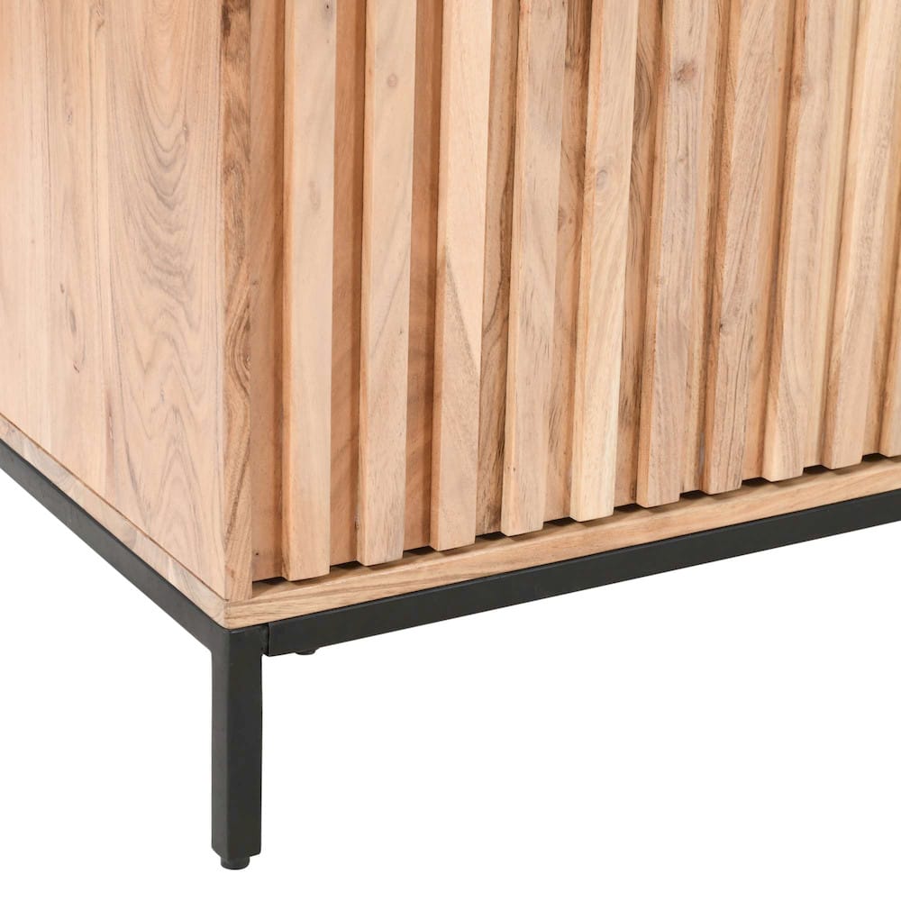 Jofran - Ryder 60in Modern Fluted Door Solid Wood Console Storage TV Stand Cabinet - Natural - 2429-60V view 9