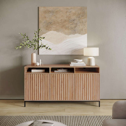 Jofran - Ryder 60in Modern Fluted Door Solid Wood Console Storage TV Stand Cabinet - Natural - 2429-60V view 11