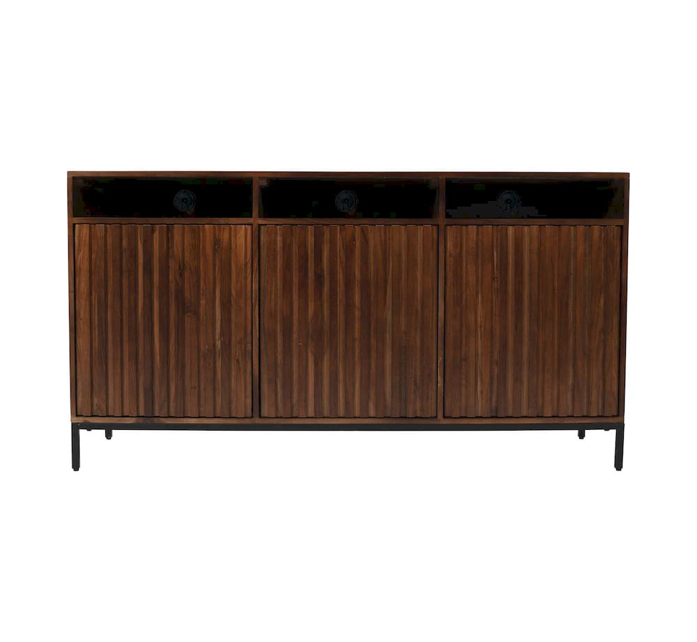 Jofran - Ryder 60in Modern Fluted Door Solid Wood Console Storage TV Stand Cabinet - Walnut - 2427-60V view 1