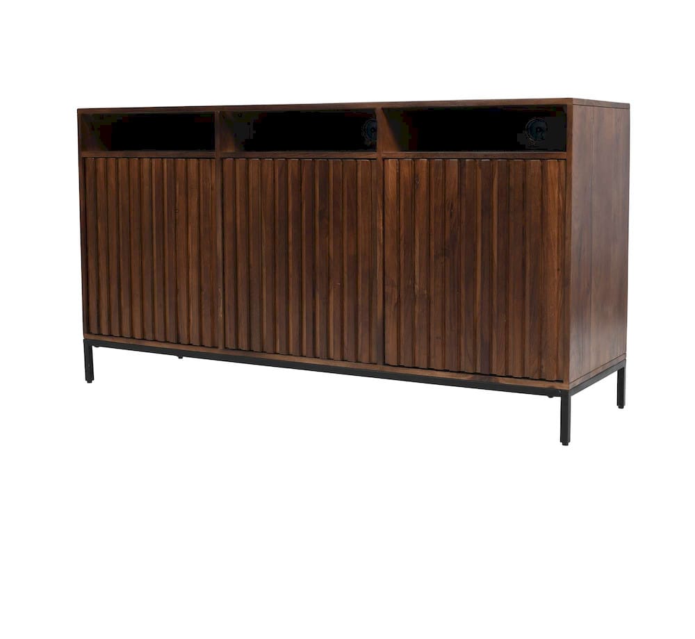 Jofran - Ryder 60in Modern Fluted Door Solid Wood Console Storage TV Stand Cabinet - Walnut - 2427-60V view 2