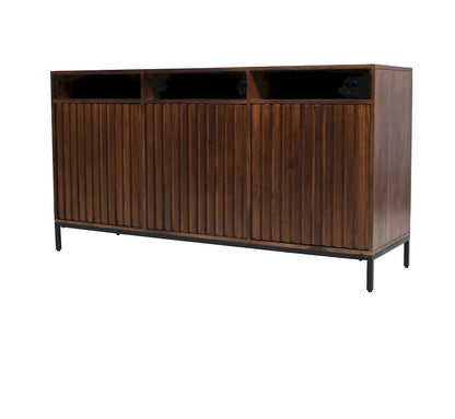 Jofran - Ryder 60in Modern Fluted Door Solid Wood Console Storage TV Stand Cabinet - Walnut - 2427-60V view 2