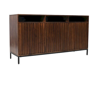 Jofran - Ryder 60in Modern Fluted Door Solid Wood Console Storage TV Stand Cabinet - Walnut - 2427-60V view 3