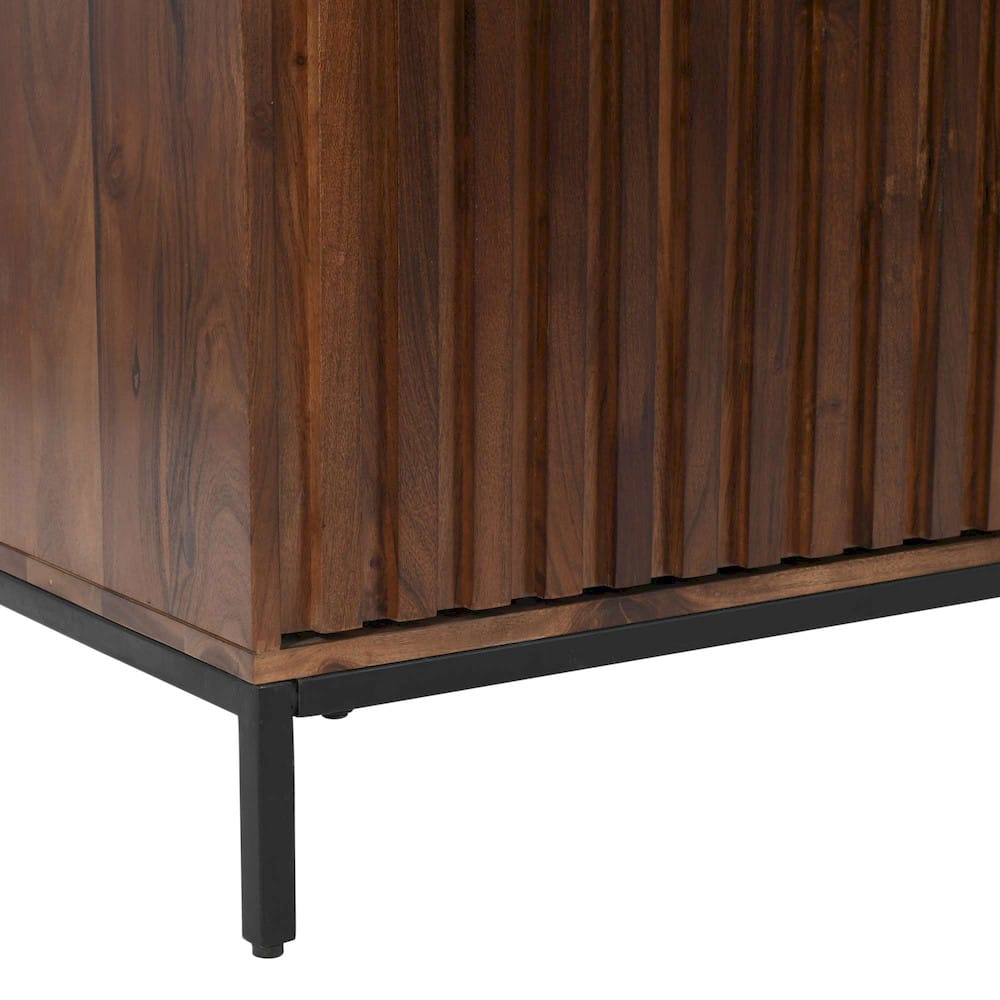 Jofran - Ryder 60in Modern Fluted Door Solid Wood Console Storage TV Stand Cabinet - Walnut - 2427-60V view 8