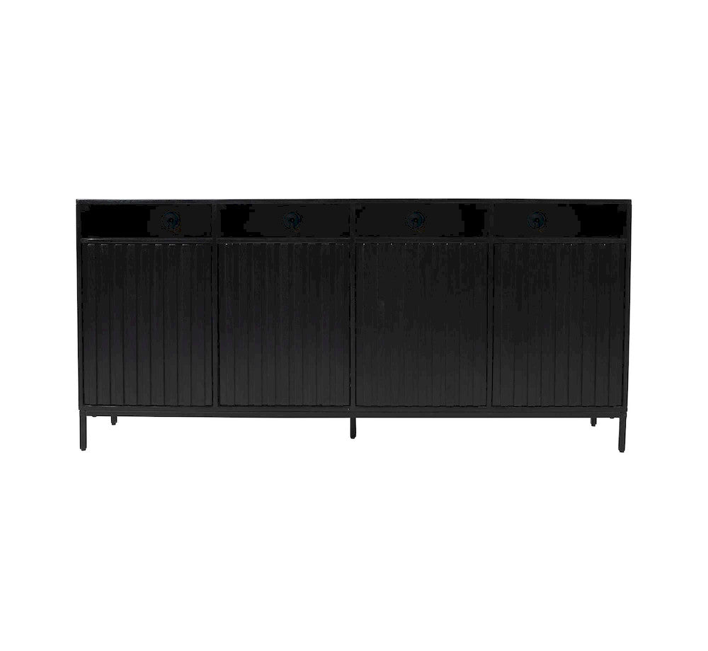 Jofran - Ryder 70in Modern Fluted Door Solid Wood Console Storage TV Stand Cabinet in Black - 2428-70V view 1