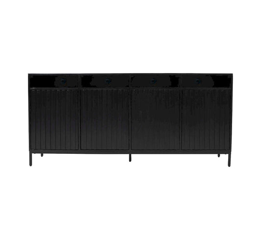 Jofran - Ryder 70in Modern Fluted Door Solid Wood Console Storage TV Stand Cabinet in Black - 2428-70V view 1