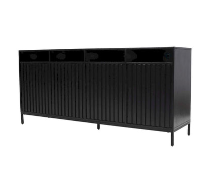 Jofran - Ryder 70in Modern Fluted Door Solid Wood Console Storage TV Stand Cabinet in Black - 2428-70V view 3