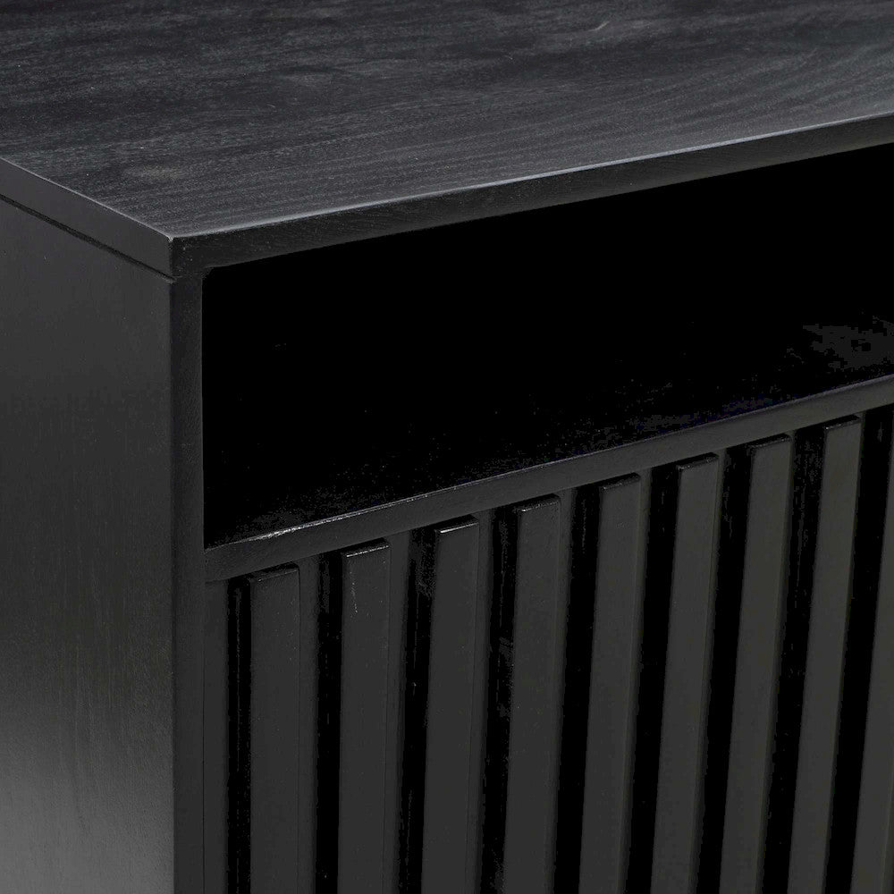 Jofran - Ryder 70in Modern Fluted Door Solid Wood Console Storage TV Stand Cabinet in Black - 2428-70V view 6