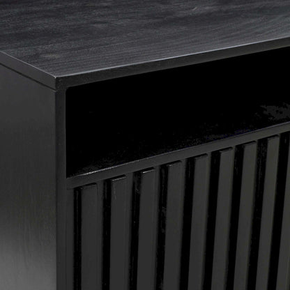 Jofran - Ryder 70in Modern Fluted Door Solid Wood Console Storage TV Stand Cabinet in Black - 2428-70V view 6