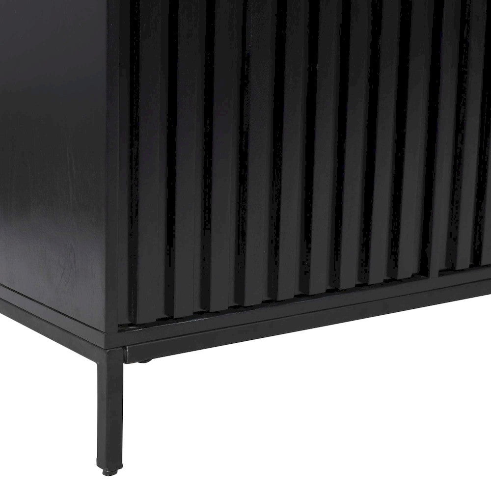 Jofran - Ryder 70in Modern Fluted Door Solid Wood Console Storage TV Stand Cabinet in Black - 2428-70V view 7