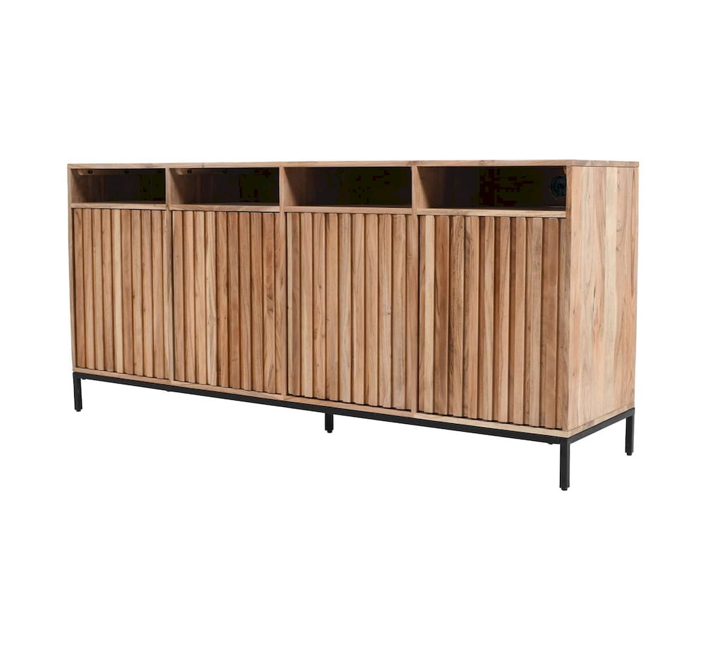 Jofran - Ryder 70in Modern Fluted Door Solid Wood Console Storage TV Stand Cabinet - Natural - 2429-70V view 2