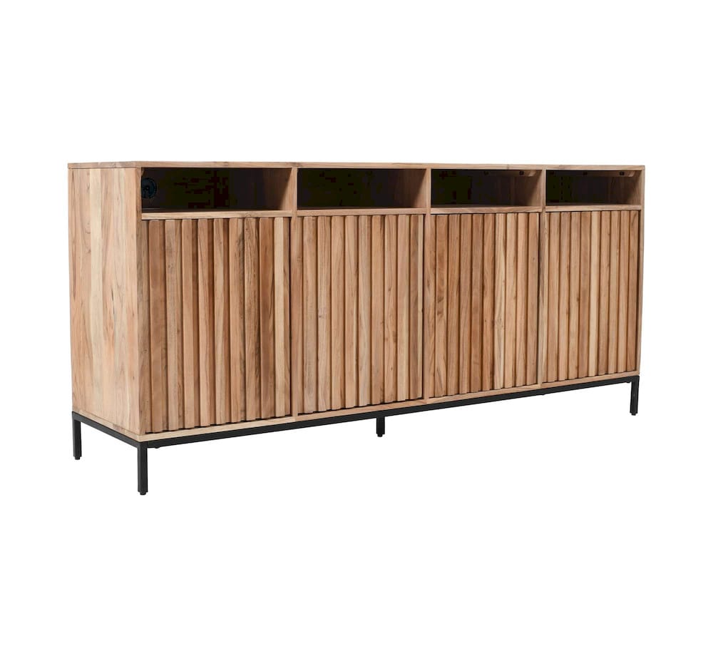 Jofran - Ryder 70in Modern Fluted Door Solid Wood Console Storage TV Stand Cabinet - Natural - 2429-70V view 3