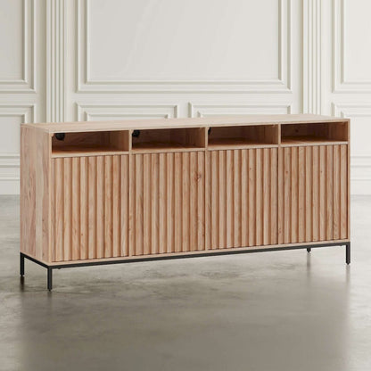 Jofran - Ryder 70in Modern Fluted Door Solid Wood Console Storage TV Stand Cabinet - Natural - 2429-70V view 6