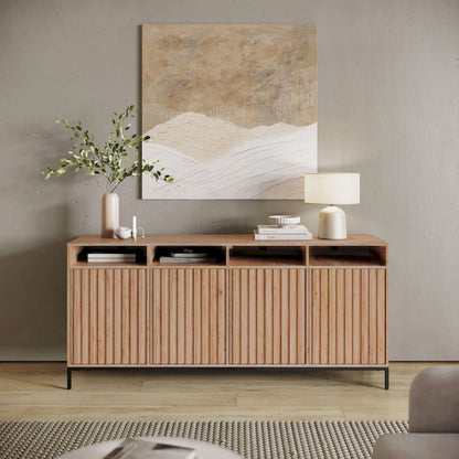 Jofran - Ryder 70in Modern Fluted Door Solid Wood Console Storage TV Stand Cabinet - Natural - 2429-70V view 12