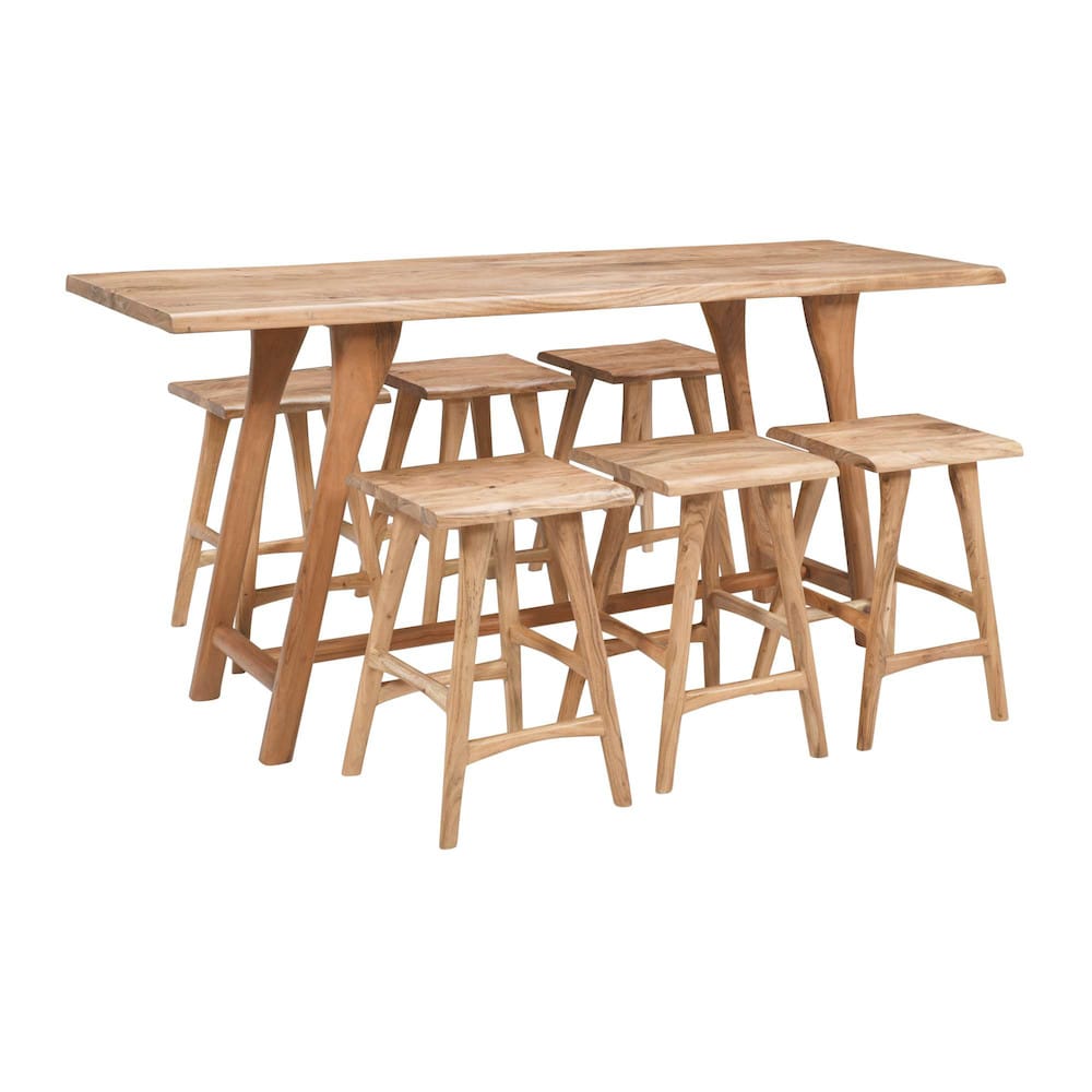 Jofran - Sedona 79in Live Edge Solid Wood Rustic Seven Piece Counter Height Dining Set in Brown - 2321-79C-6 view 2