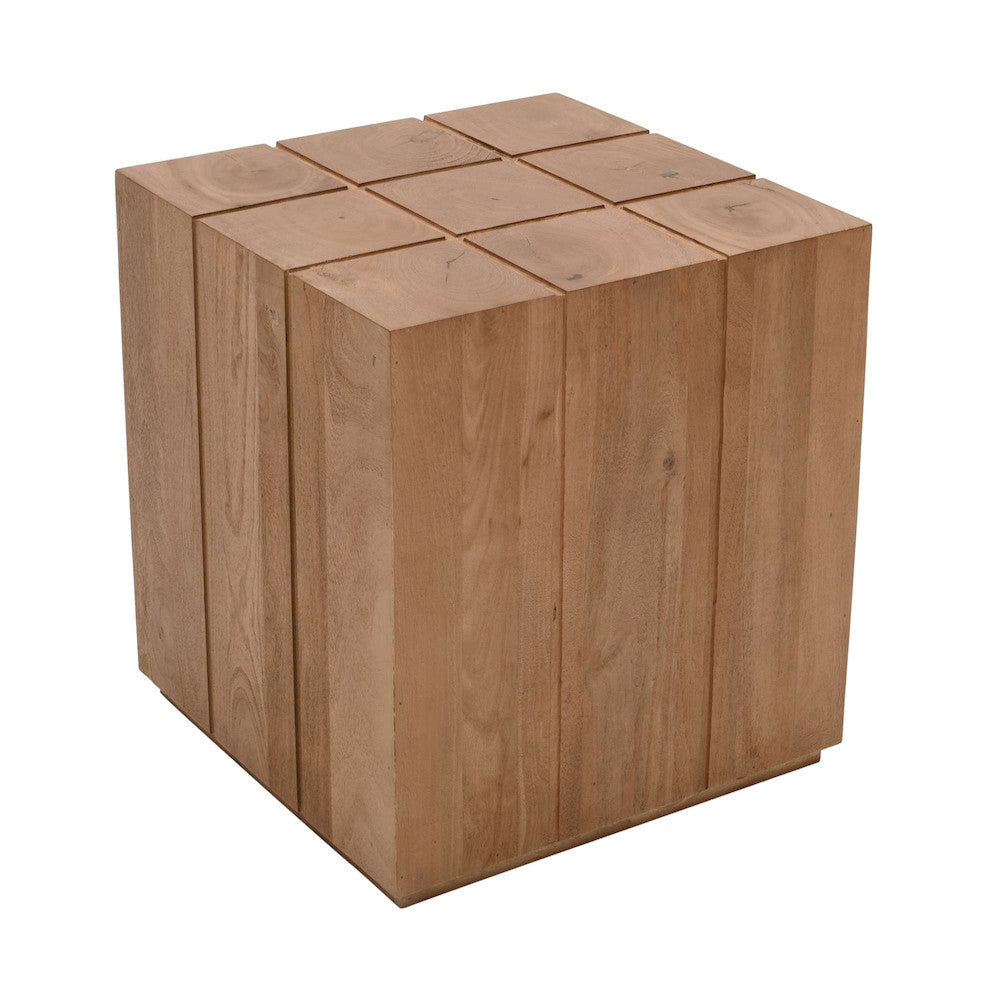 Jofran - Sequoia 22in Solid Wood Modern Rustic Cube Carved End Table in Rustic Brown - 2350-3 view 2