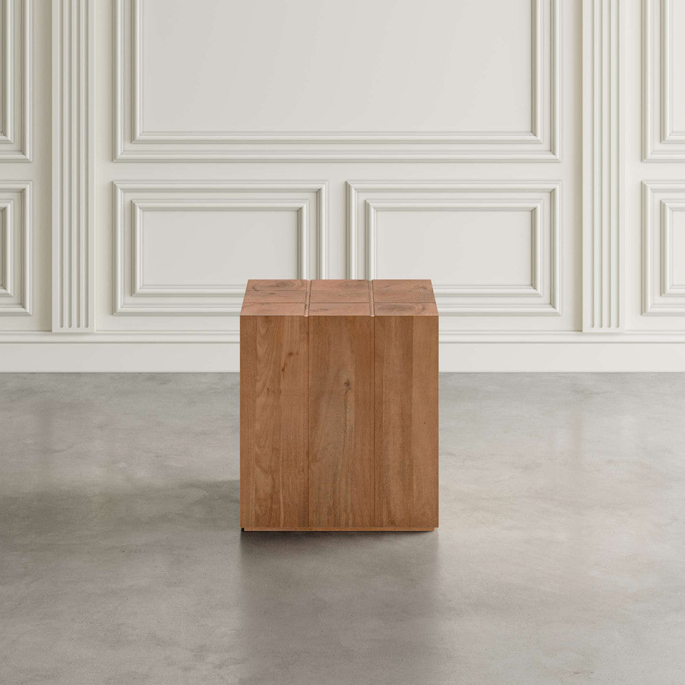 Jofran - Sequoia 22in Solid Wood Modern Rustic Cube Carved End Table in Rustic Brown - 2350-3 view 4