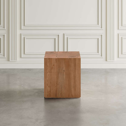 Jofran - Sequoia 22in Solid Wood Modern Rustic Cube Carved End Table in Rustic Brown - 2350-3 view 4