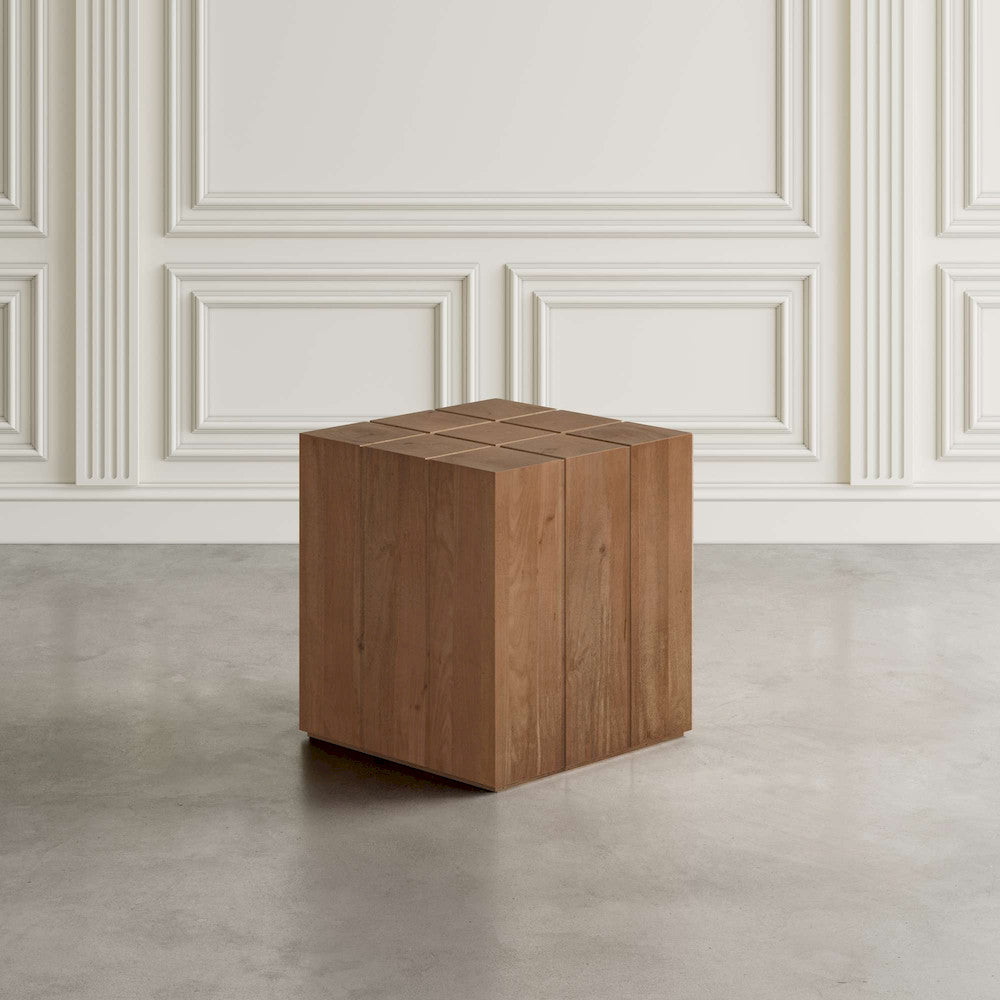 Jofran - Sequoia 22in Solid Wood Modern Rustic Cube Carved End Table in Rustic Brown - 2350-3 view 5