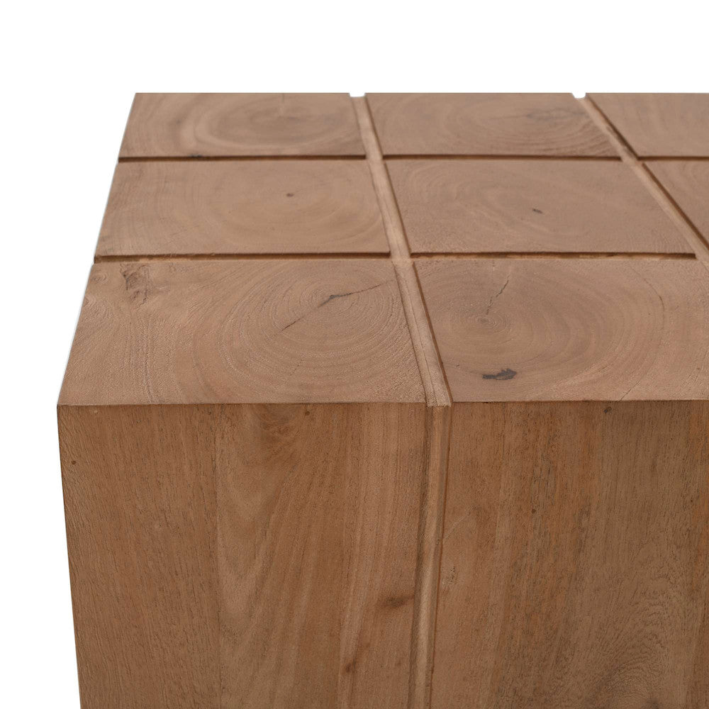 Jofran - Sequoia 22in Solid Wood Modern Rustic Cube Carved End Table in Rustic Brown - 2350-3 view 7