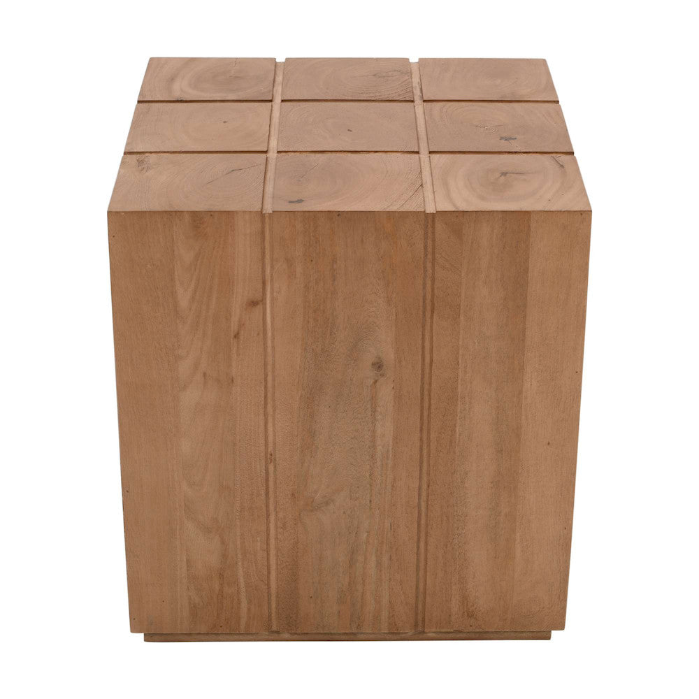Jofran - Sequoia 22in Solid Wood Modern Rustic Cube Carved End Table in Rustic Brown - 2350-3 view 8