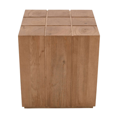 Jofran - Sequoia 22in Solid Wood Modern Rustic Cube Carved End Table in Rustic Brown - 2350-3 view 8