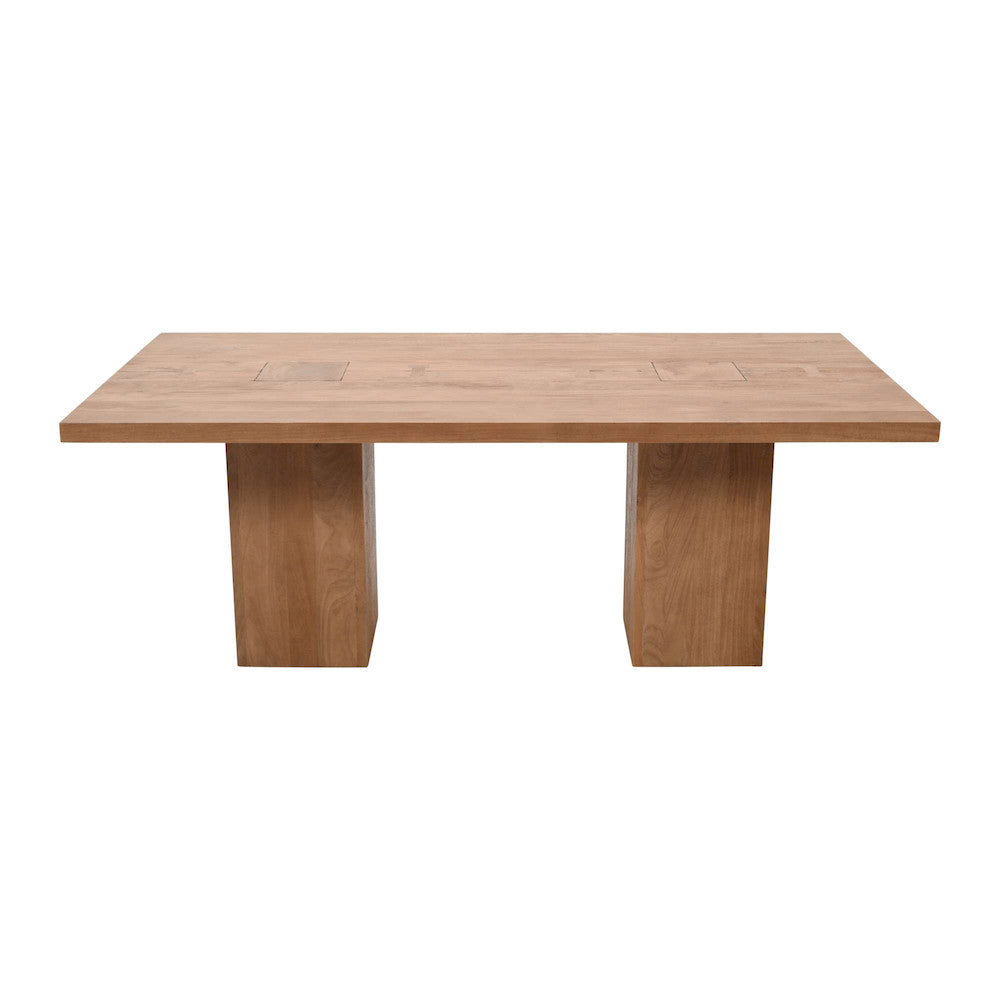 Jofran - Sequoia 79in Rustic Modern Luxury Solid Wood Butcher Block Double Pedestal Dining Table with Butterfly Joint Inlay - 2351-79TBKT view 1