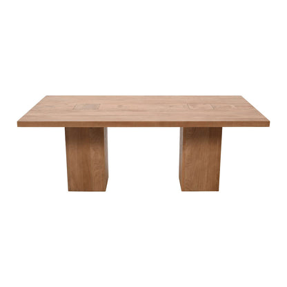Jofran - Sequoia 79in Rustic Modern Luxury Solid Wood Butcher Block Double Pedestal Dining Table with Butterfly Joint Inlay - 2351-79TBKT view 1