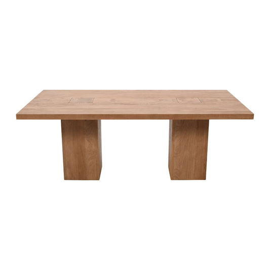 Jofran - Sequoia 79in Rustic Modern Luxury Solid Wood Butcher Block Double Pedestal Dining Table with Butterfly Joint Inlay - 2351-79TBKT view 1