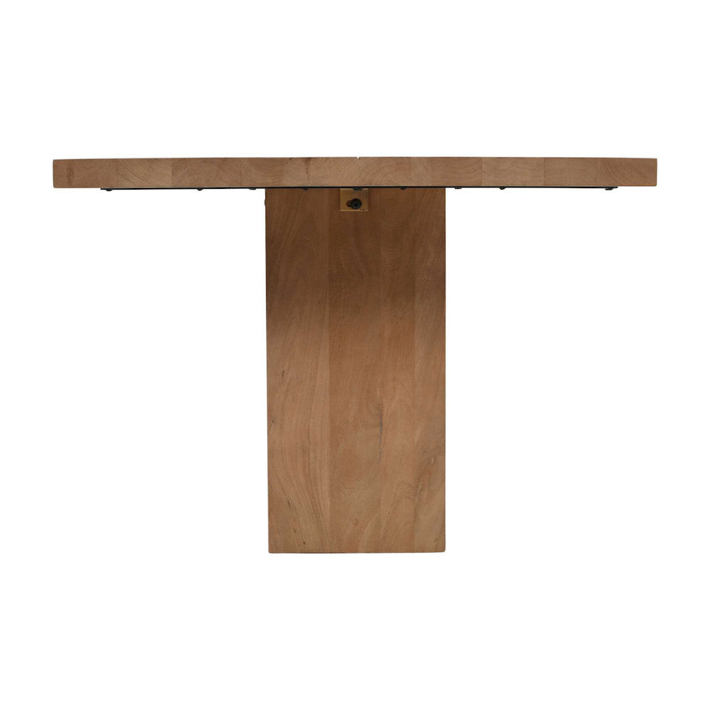 Jofran - Sequoia 79in Rustic Modern Luxury Solid Wood Butcher Block Double Pedestal Dining Table with Butterfly Joint Inlay - 2351-79TBKT view 3