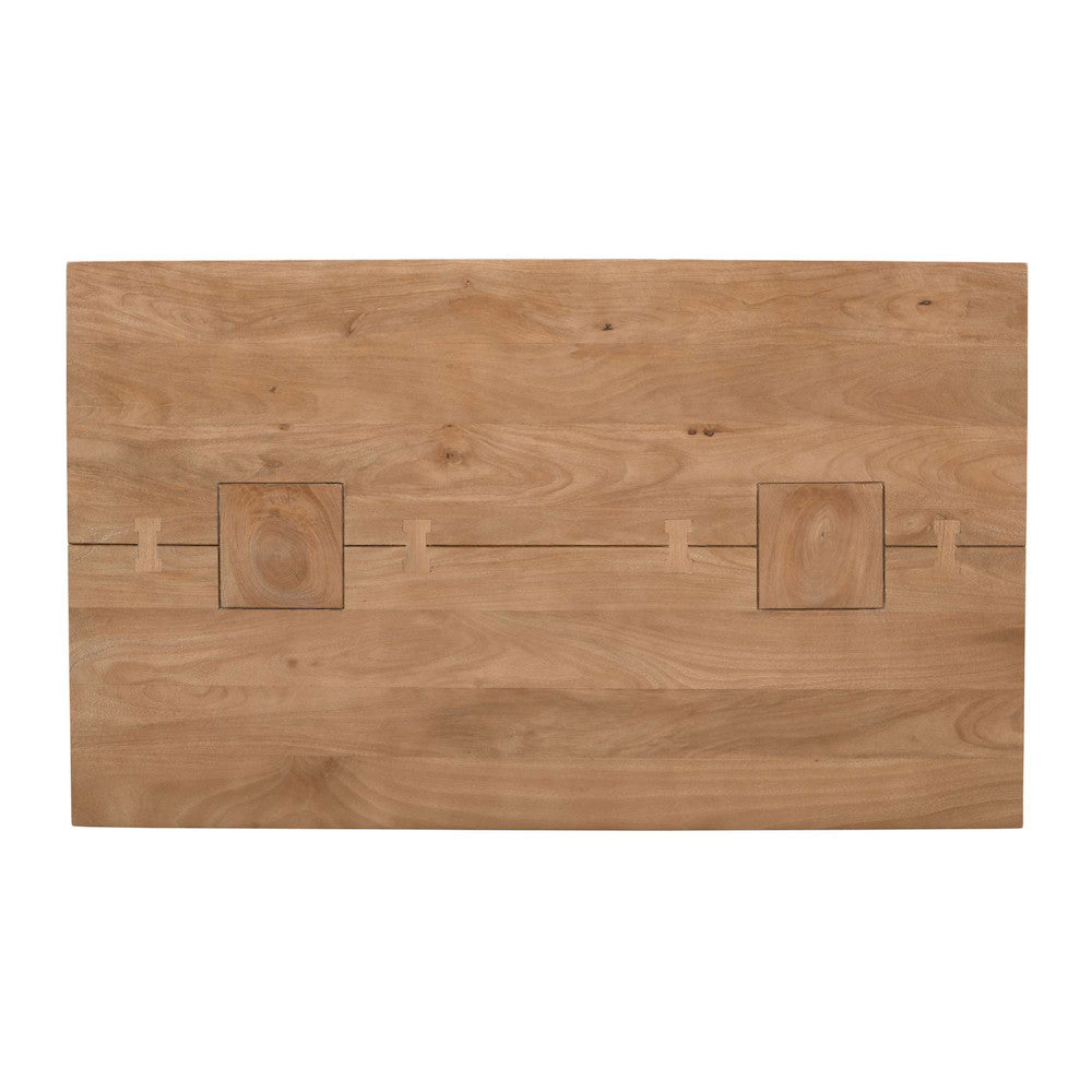 Jofran - Sequoia 79in Rustic Modern Luxury Solid Wood Butcher Block Double Pedestal Dining Table with Butterfly Joint Inlay - 2351-79TBKT view 8
